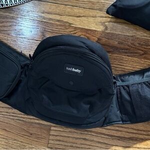 Black Baby Bag with Durable Fabric and Multiple Compartments